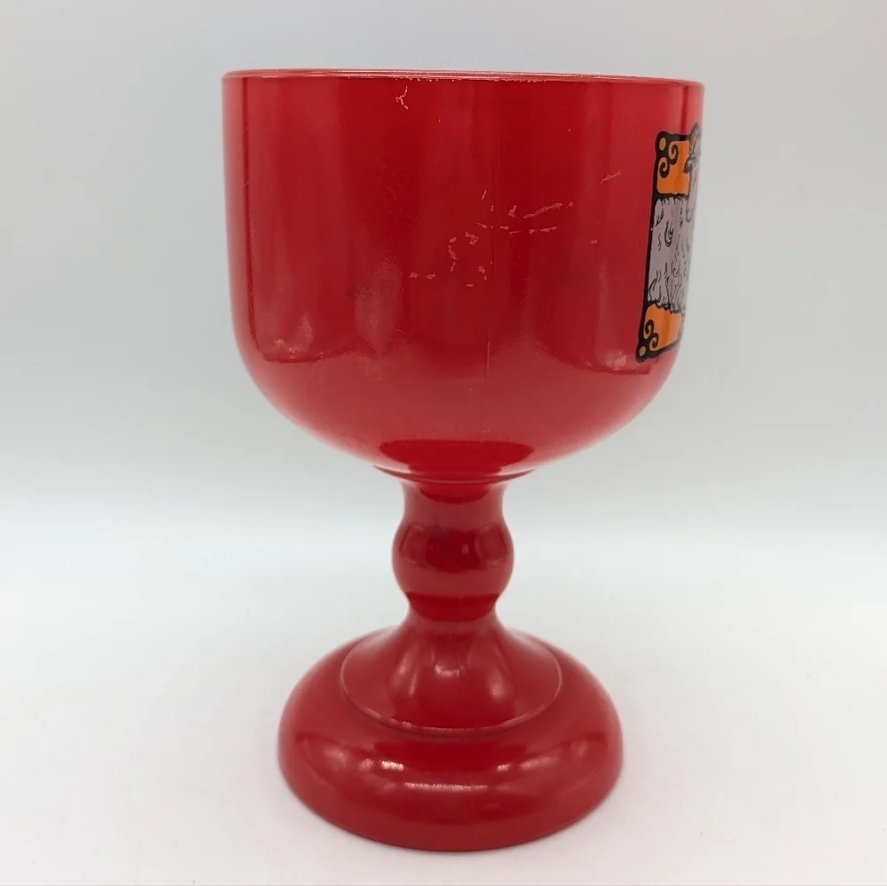 Vintage 70s Indiana Glass Red Orange Aries Zodiac Goblet